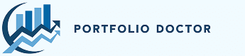 A blue and white logo for portfolio.