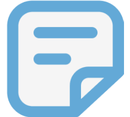 A blue and white icon of an open book.